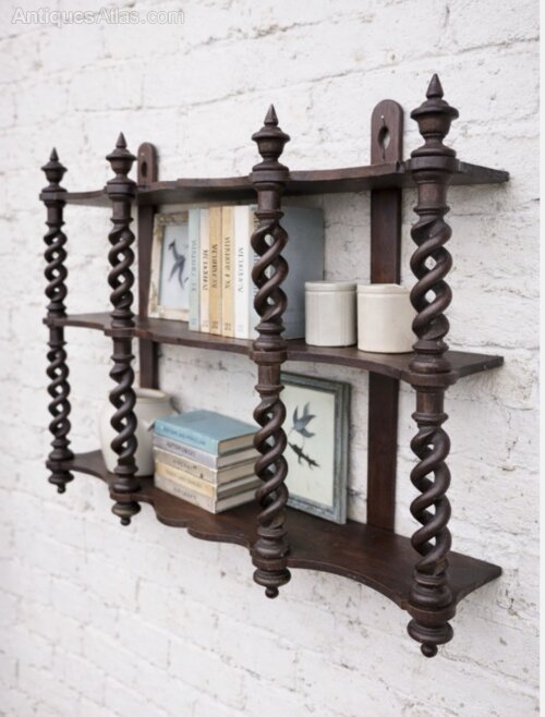 French Oak Antique Barleytwist Wall Shelf as1262a050 - Antiques Atlas
