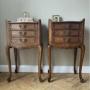 French Oak Bedside Tables - pair