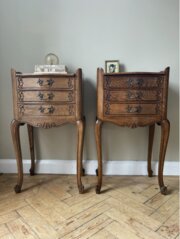 French Oak Bedside Tables - Pair
