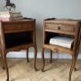 French Oak Mid Century Bedside Tables - pair