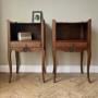 French Solid Oak Bedside Tables - pair