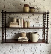 Large Antique French Cotton Reel Shelf
