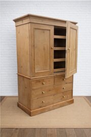 Pine Linen Press With Pull Out Drawers