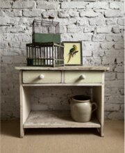 Vintage Painted Table With Double Drawers