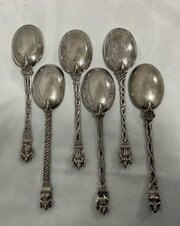Multi-Motif Antique P. ORR Solid Silver Spoons 