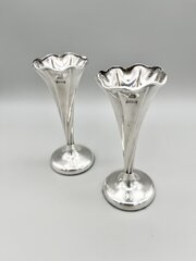 2 X Art Nouveau Silver Bud Vases, Bham, 1901