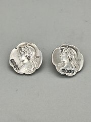 2 X Art Nouveau Silver Buttons, London Import 1904