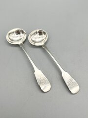 2 X William IV Silver Salt Spoons, Newcastle, 1832