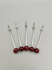 5 X Art Deco Silver Cocktail Sticks, Viners, 1934