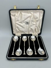 6 X Art Deco Silver Coffee Spoons, Bham, 1936