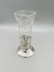 Art Deco Glass & Silver Posy Vase, Watrous, USA