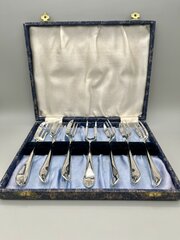 Cased Mid-Century Silver Plate Cake Forks Set