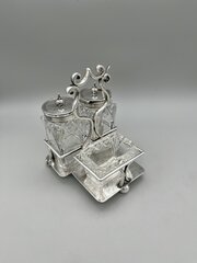 Edwardian Cut Glass & Silver Condiment Set, 1907