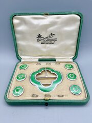 Edwardian Silver & Enamel Buckle/Buttons Set, 1909