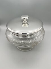 George V Engraved Glass Bowl With Silver Lid, 1930