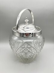 George V Glass & Silver Biscuit Barrel, Sheff 1922