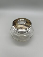 George V Glass & Silver Tidy Pot, Bham, 1922