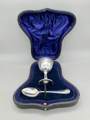 George V Silver Egg Cup & Spoon, 1913/16