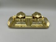 Jugendstil Brass & Glass Double Inkwell, C.1900-10