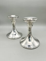 Pair Art Deco Silver Candlesticks, Bham, 1939/40