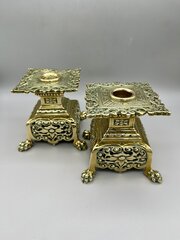 Pair Victorian Gilt Brass Candlesticks C.1860s-90s