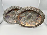 Pair Of Meiji Period Copper & Bronze Crane Dishes