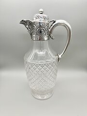 Victorian Cut Glass & Silver Claret Jug, 1895
