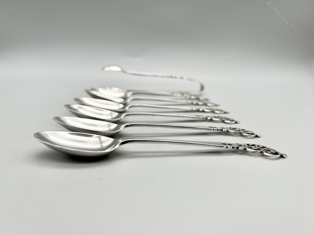 Antiques Atlas - Victorian Silver Teaspoons & Sugar Tongs, 1898