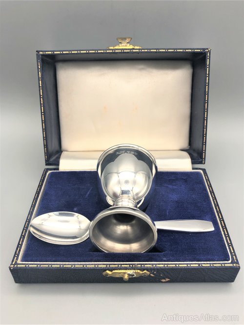 Antiques Atlas Vintage Silver Egg Cup & Spoon Set, B'ham, 1968/9