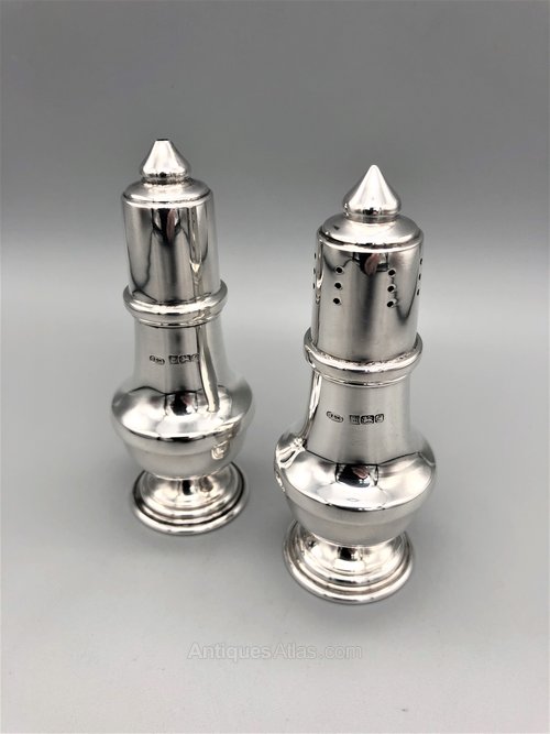 Antiques Atlas - Vintage Silver Salt & Pepper Shakers, B'ham, 1985