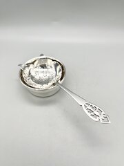 Vintage Silver Tea Strainer & Stand, H.H, 1965/6