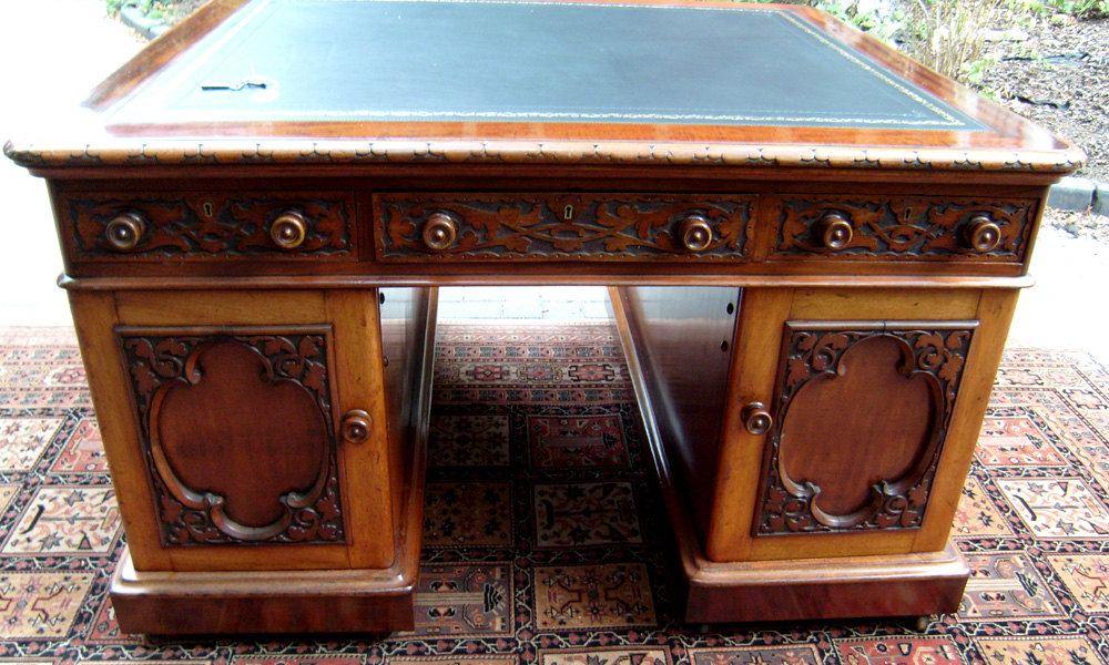Antique Irish Carved Mahogany Partners Desk Antiques Atlas