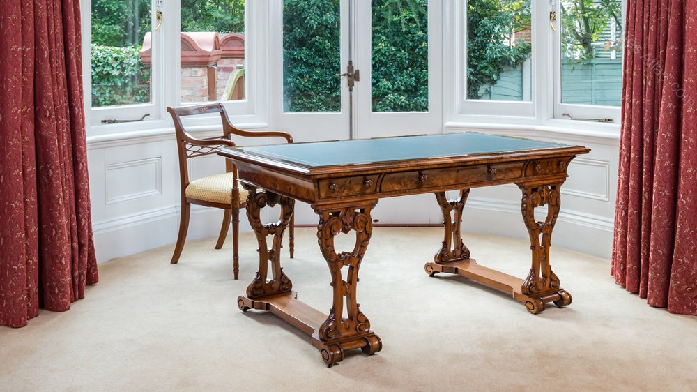 Antique Irish Walnut Library Table Desk By W F Fry Antiques Atlas