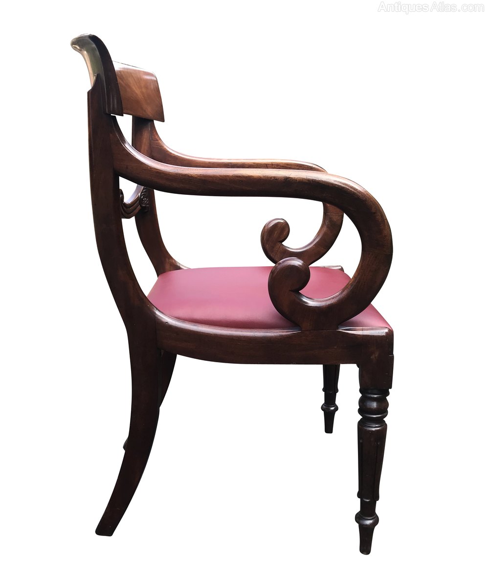 Antique William IV Mahogany Desk Chair / Armchair Antiques Atlas