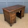 Carved Oak Pedestal Desk