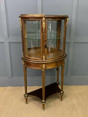 Demi Lune Brass Inlaid French Mahogany Vitrine