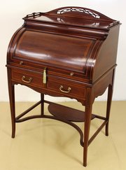 Edwardian Inlaid Mahogany Cylinder Desk