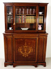 Jas Shoolbred Inlaid Mahogany Bookcase/Cabinet