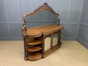 Large Victorian Burr Walnut Mirror Back Chiffonier