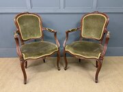 Pair Of French Carved Mahogany Armchairs