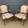 Pair of French Carved Walnut Armchairs