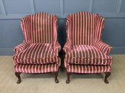 Pair Of Upholstered Wing Armchairs