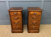 Pair Of Victorian Burr Walnut Bedside Chests