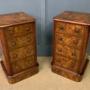 Pair of Victorian Burr Walnut Bedside Chests
