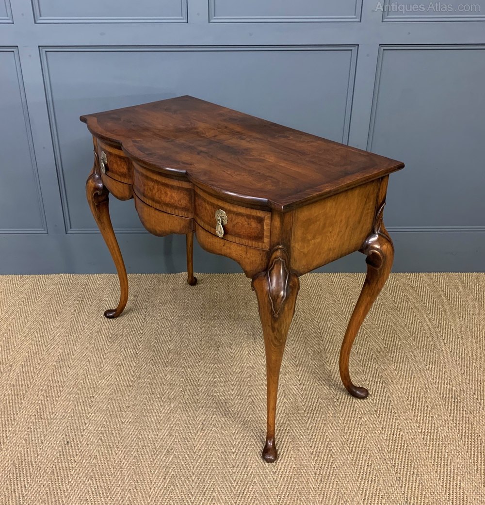 Queen Anne Style Burr Walnut Dressing Table Antiques Atlas