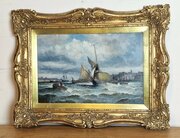 William Anslow Thornley - Stormy Harbour Scene