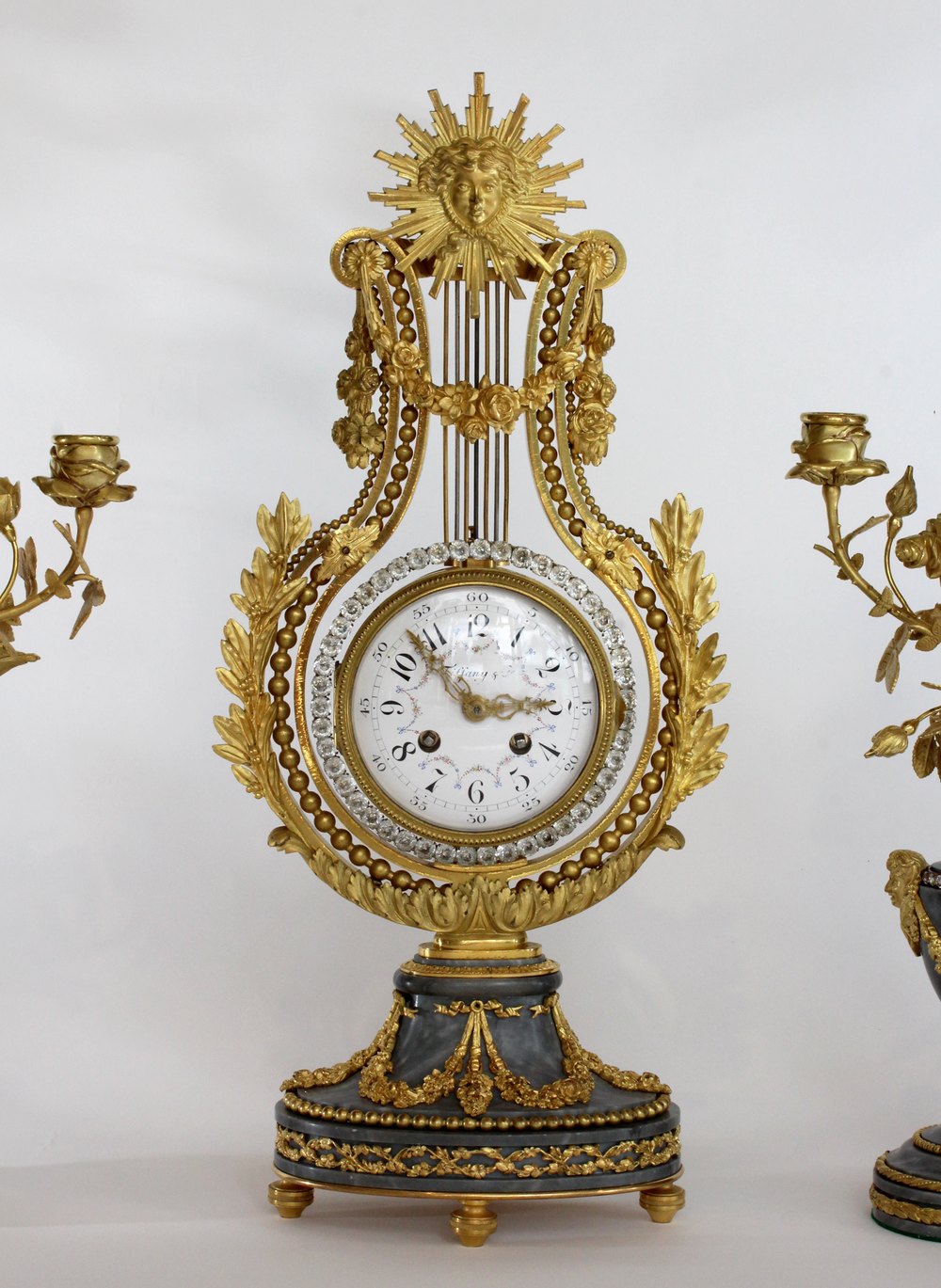 Antiques Atlas French Gilt Lyre Clock & Pair Of Candelabra