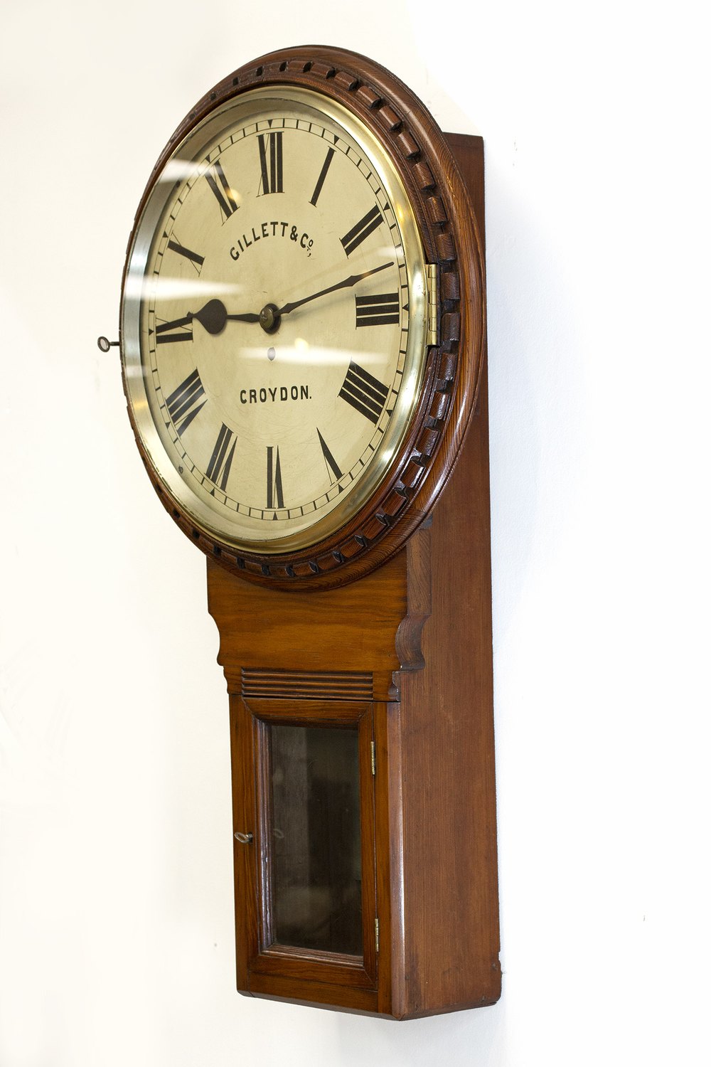 Antiques Atlas Large Fusee Drop Dial Wall Clock, Gillett & Co