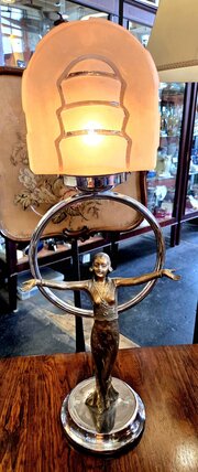 Art Deco Bronze Lady Table Lamp. 