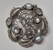 Georg Jensen Silver And Moonstone Brooch. 